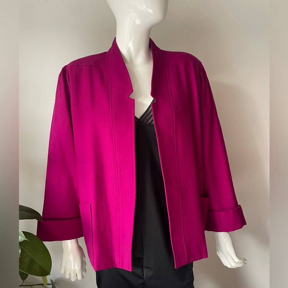 Perruzza Pure Virgin Wool Jacket vintage Magenta Pink Cropped Italian Blazer